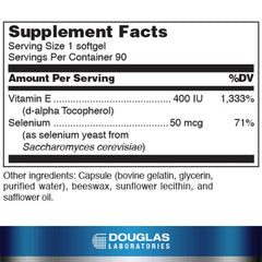 Label for Selenium + Vitamin E 90 softgels