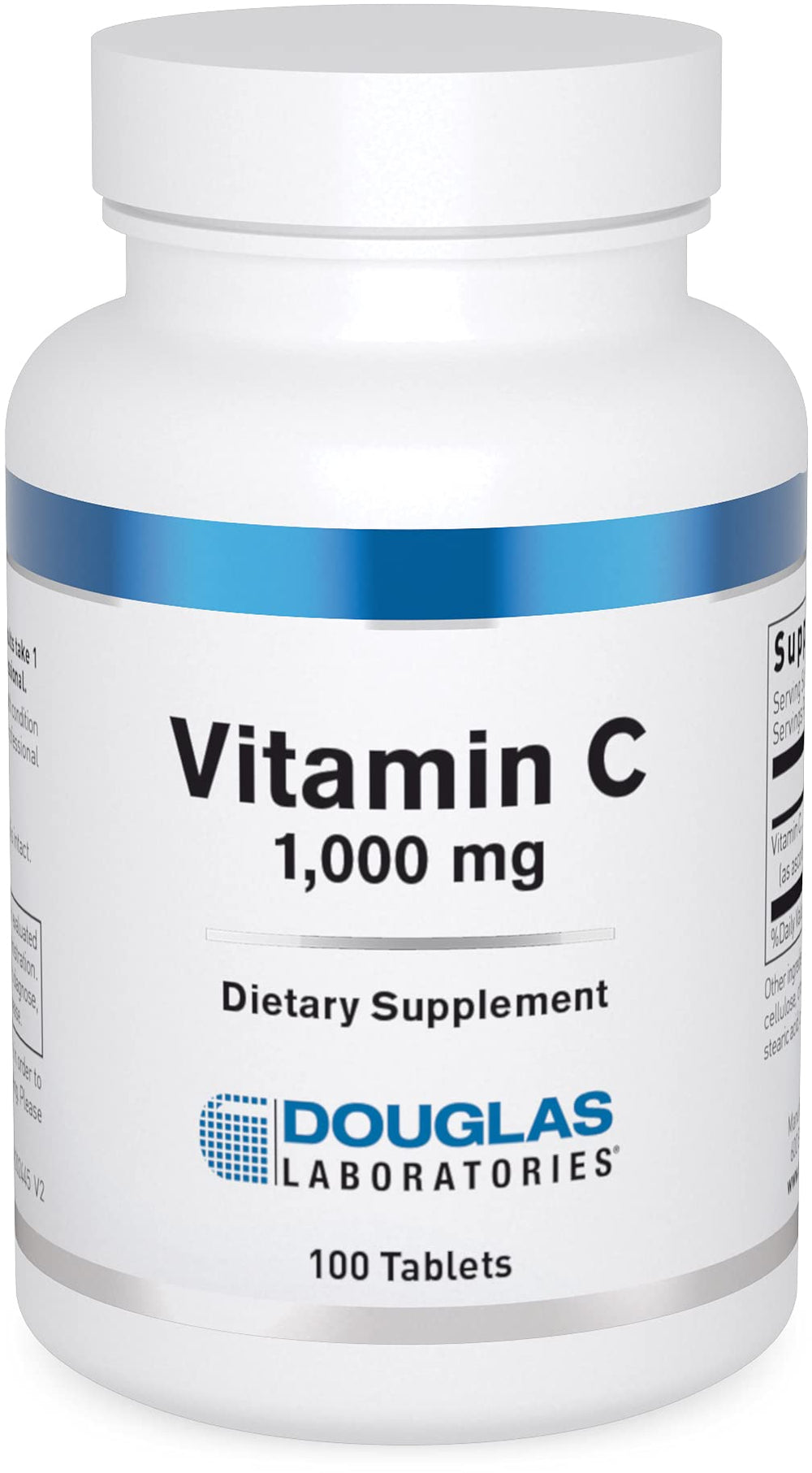 Douglas Laboratories Vitamin C bottle and label showing 100 tablets