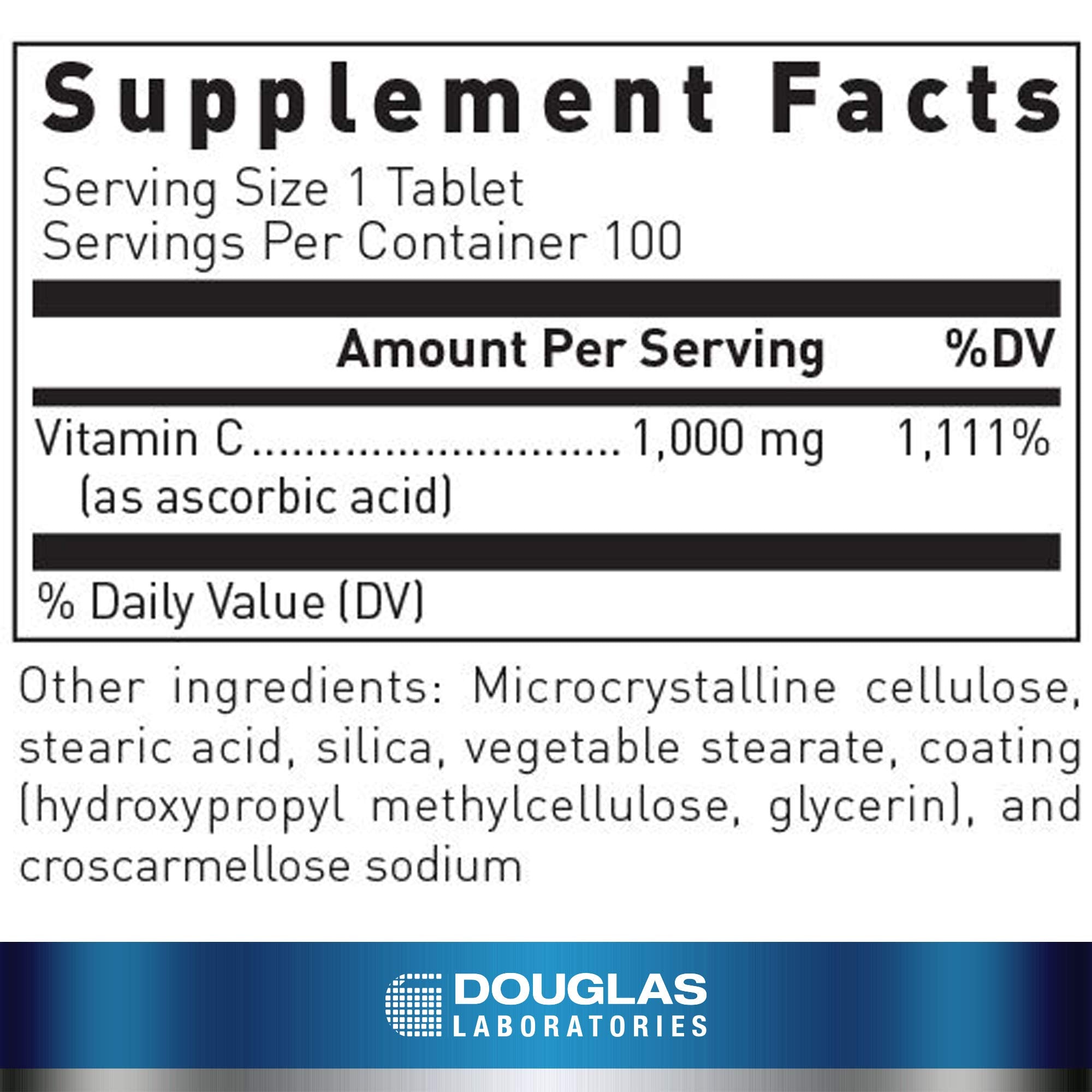 Close-up of Vitamin C bottle label with product name