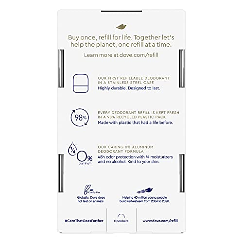 Dove stainless steel case shown for reusable, eco-friendly design.