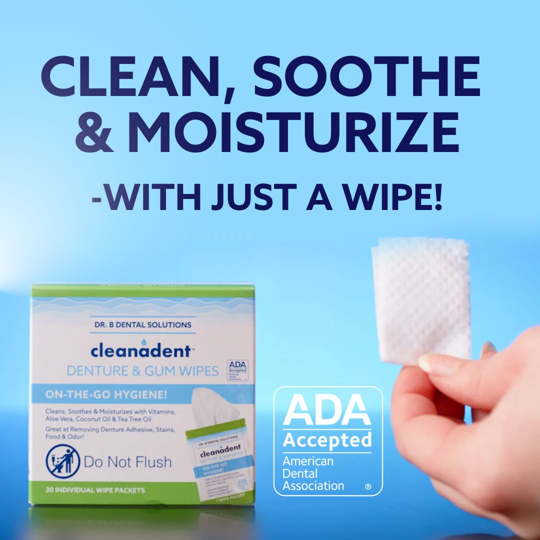 Cleanadent Wipes packaging showing 60-count
