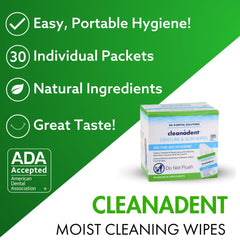 Travel-friendly pocket-sized Cleanadent Wipes pack