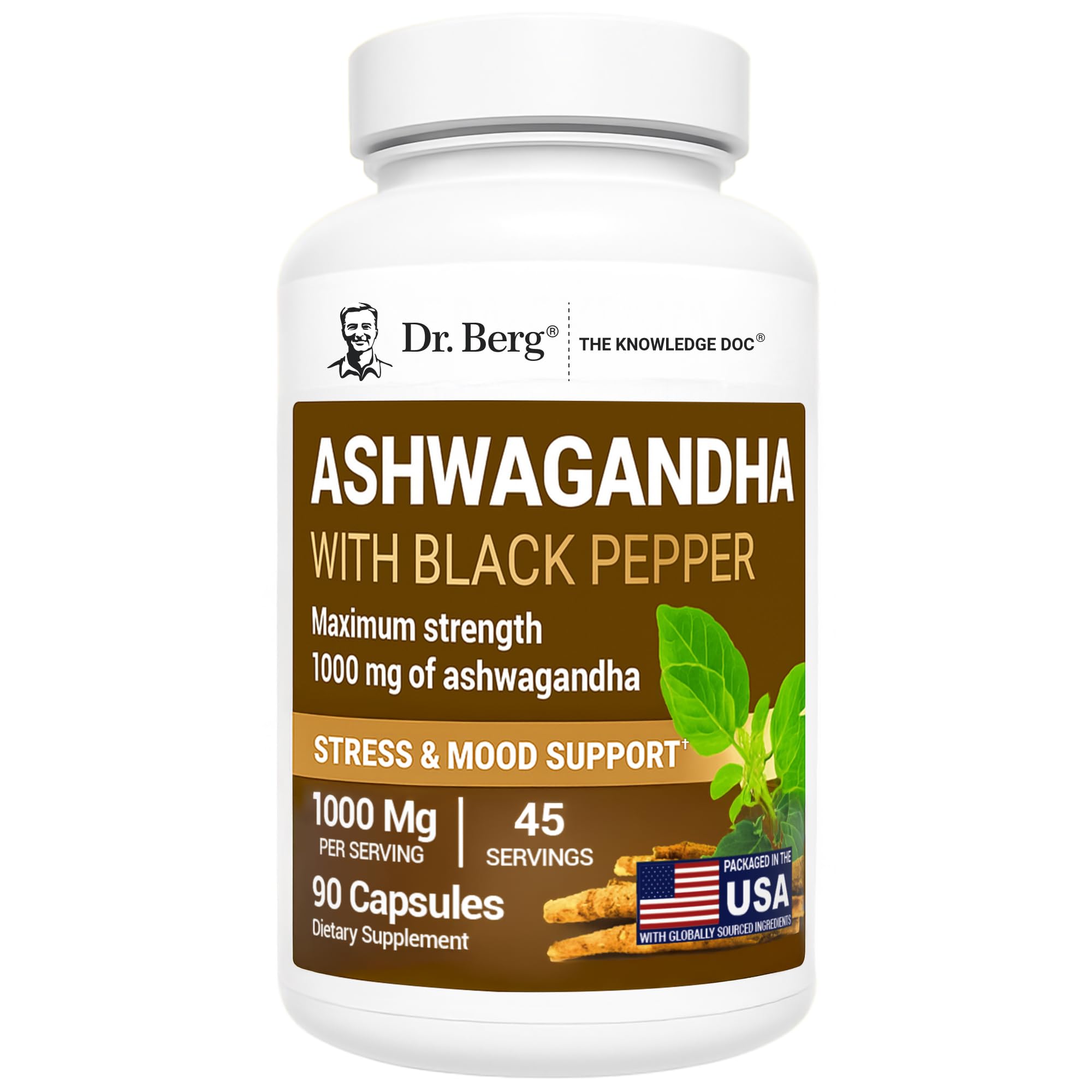 Dr. Berg Ashwagandha Capsules bottle 1000mg with Bioperine