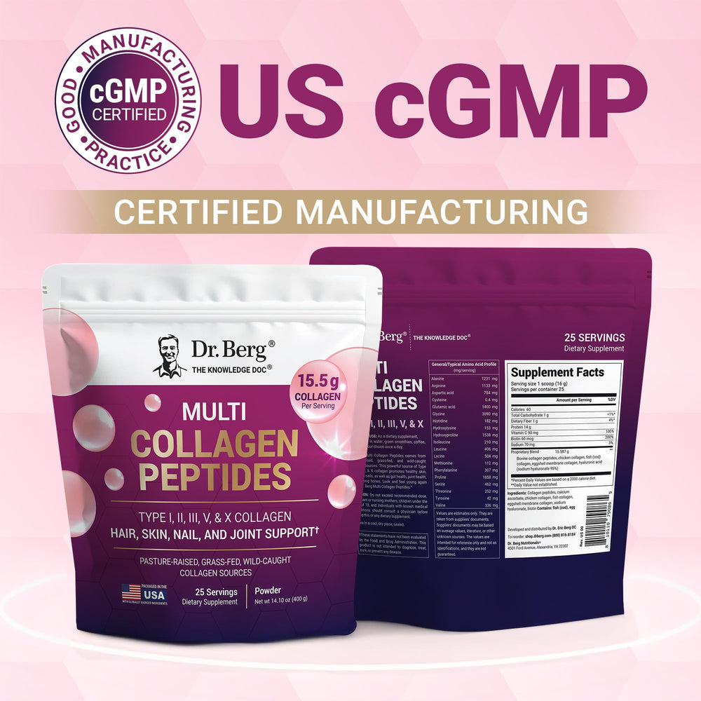 Ingredients and vitamins on collagen powder label