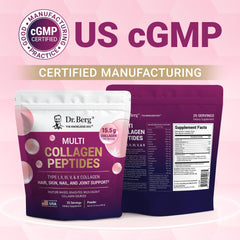 Ingredients and vitamins on collagen powder label
