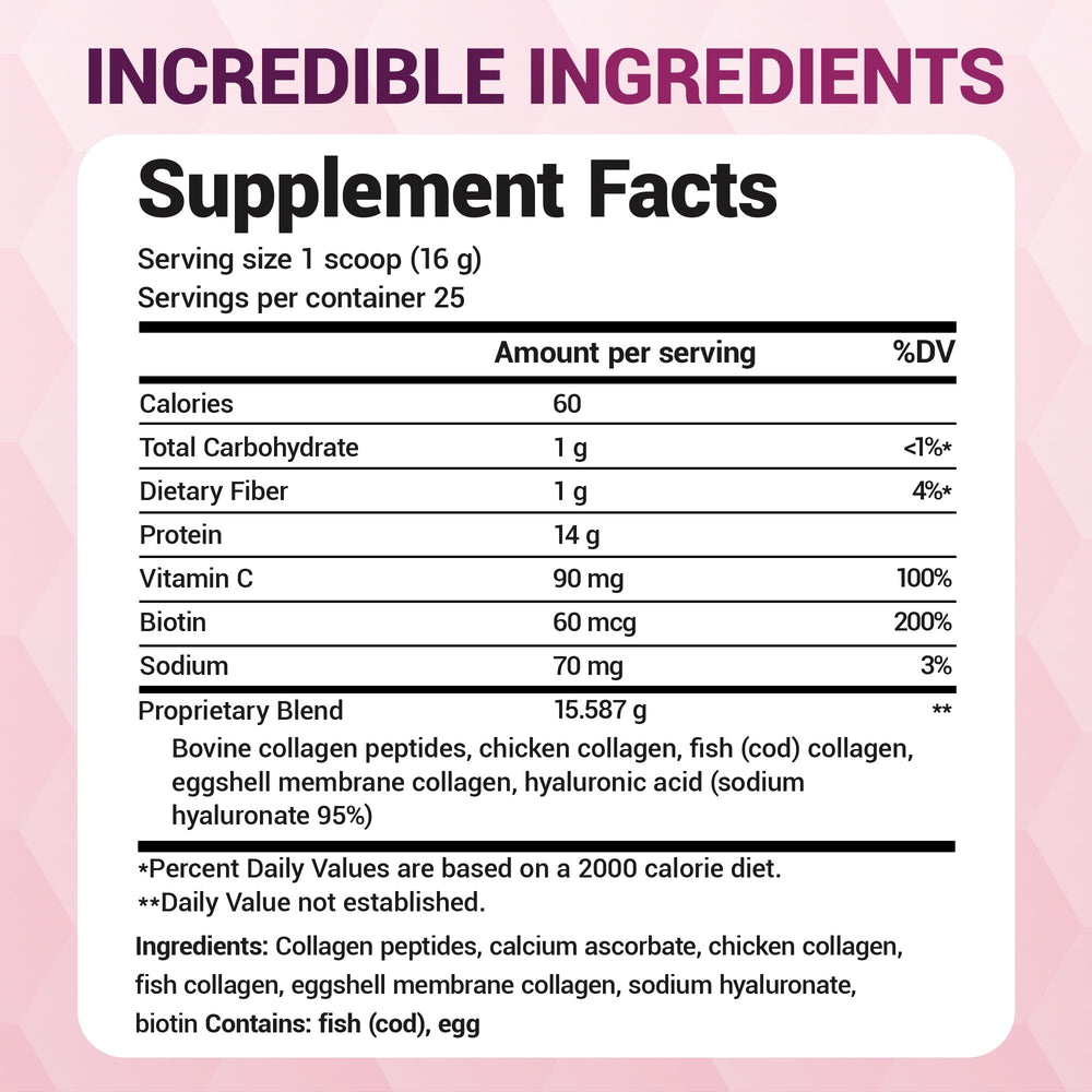 Collagen powder scoop with serving size