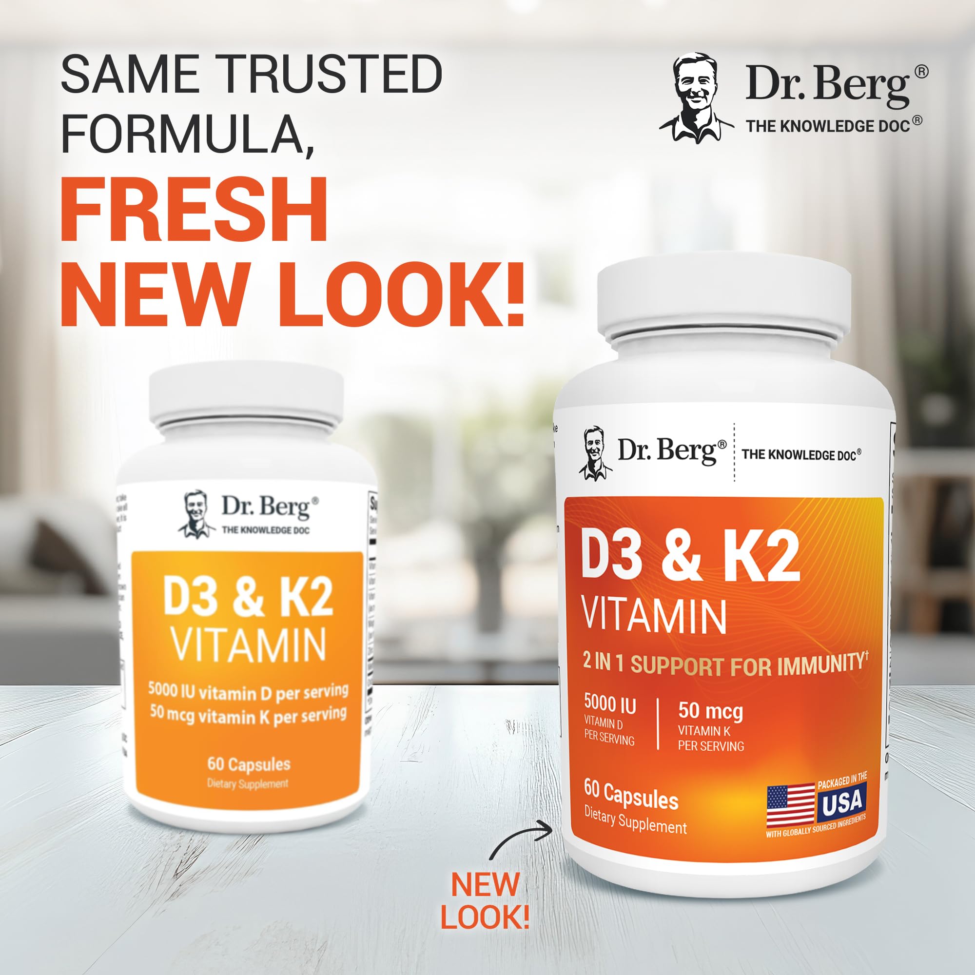 Close-up of Dr. Berg D3 K2 bottle label