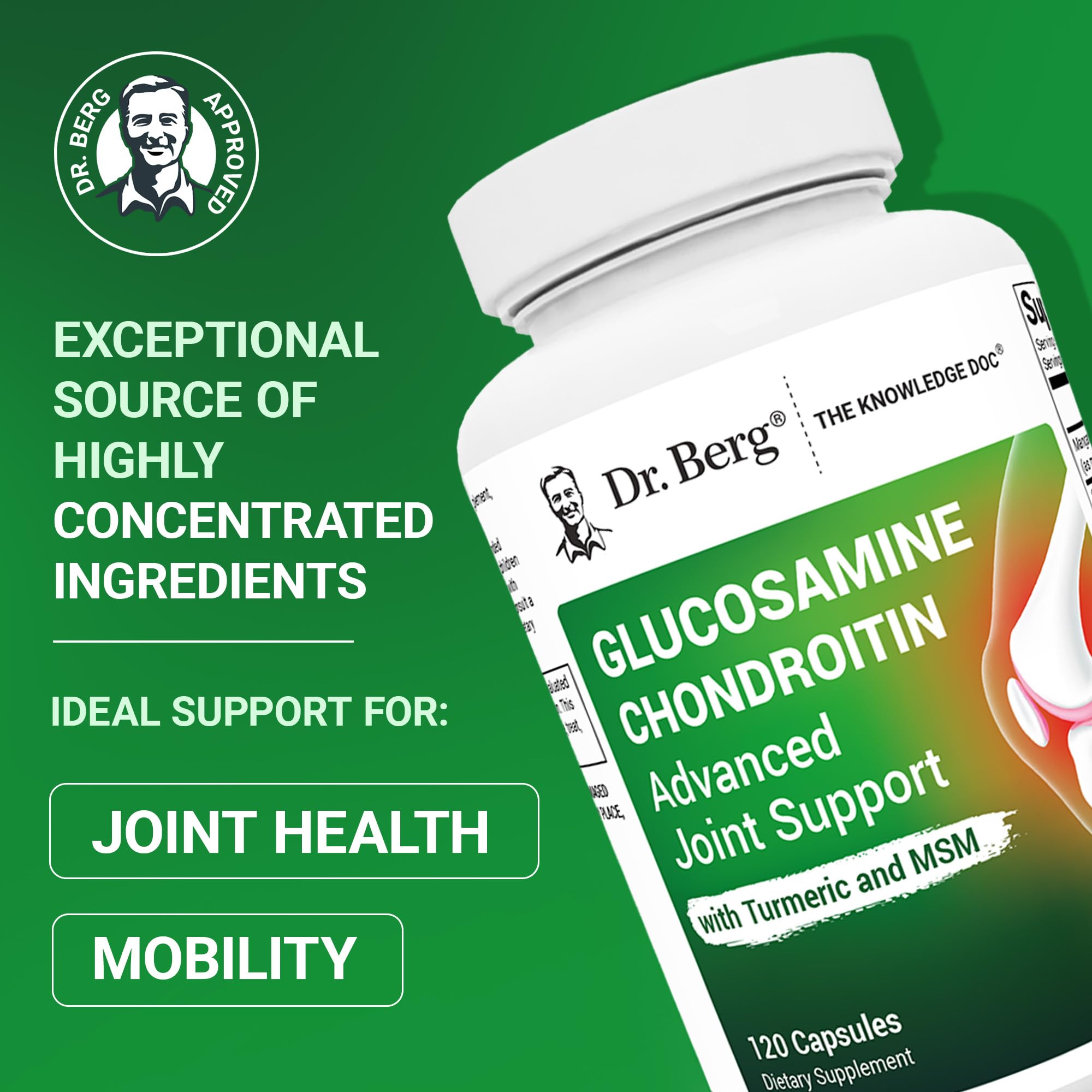 Label highlights 1500 mg glucosamine sulfate and 150 mg chondroitin sulfate