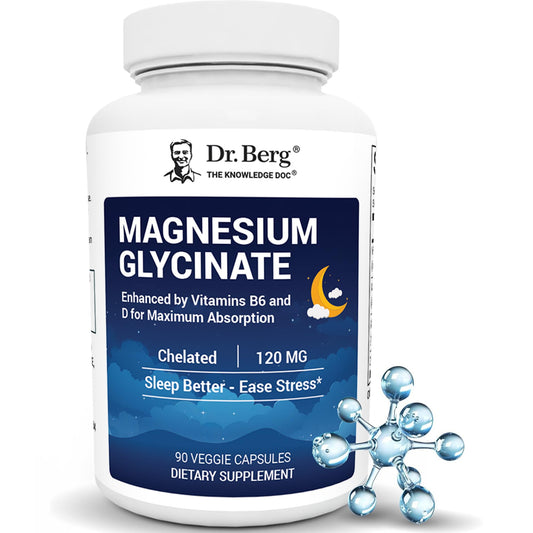 Dr. Berg Magnesium Glycinate bottle front with 90 capsules