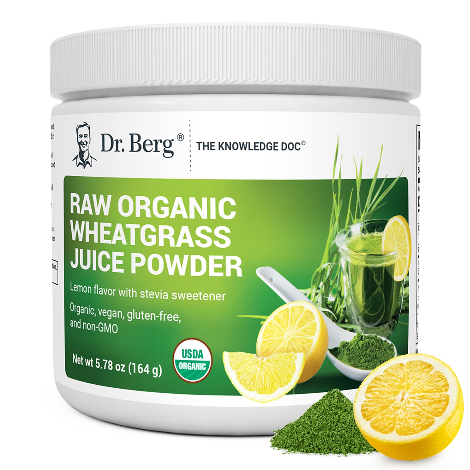 Dr. Berg Organic Green Powder Lemon bottle front view