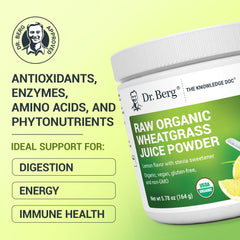 Dr. Berg Organic Green Powder Lemon bottle with label close-up