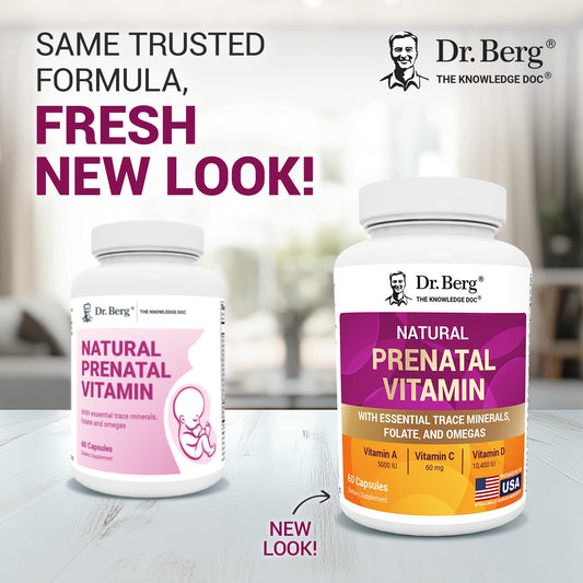 Close-up of Dr. Berg Prenatal Vitamins capsules