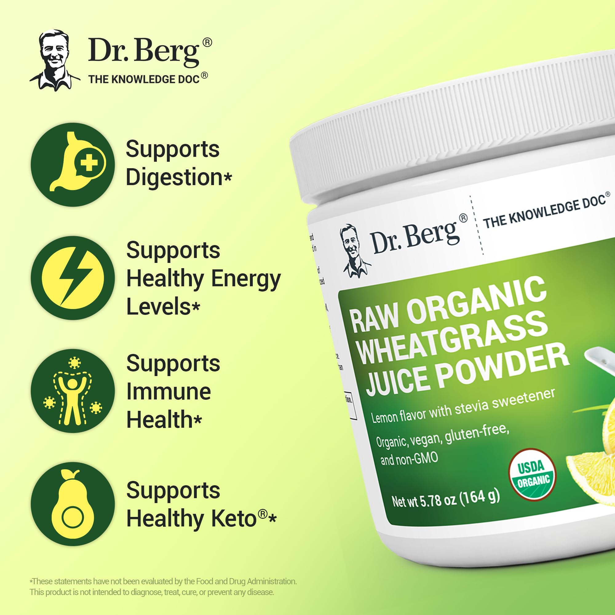 Close-up of raw wheatgrass powder