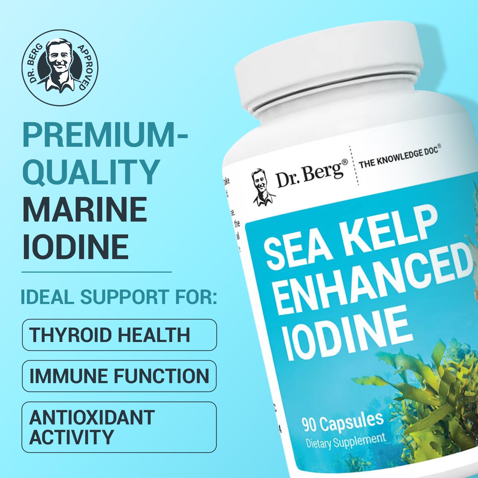 Ingredients panel for Dr. Berg Sea Kelp Iodine