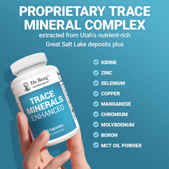 Dr. Berg Trace Minerals Enhanced Complex ingredients include 70+ minerals and zinc