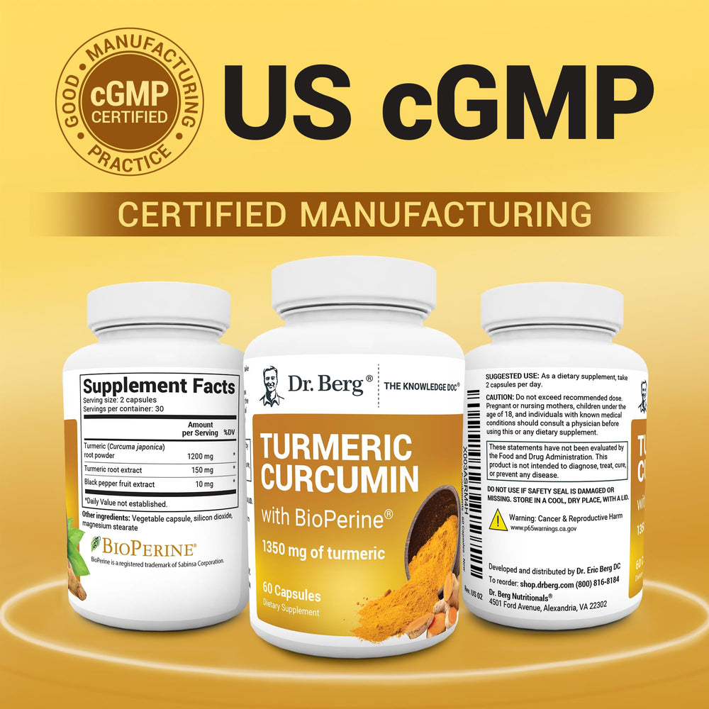 60 turmeric capsules bottle front view