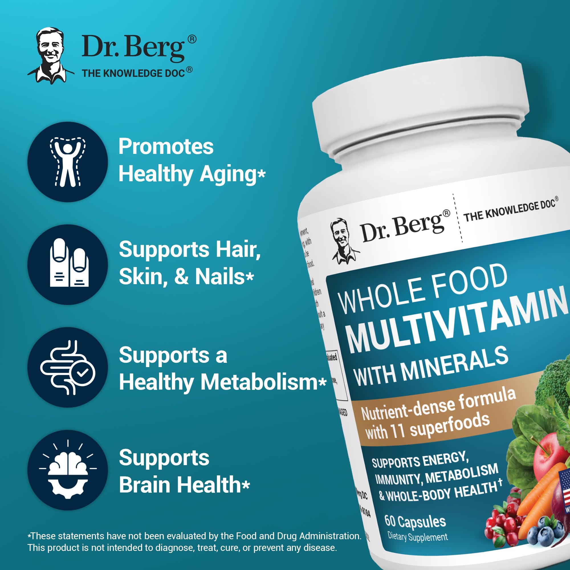 Vitamins and folate in Dr. Berg multivitamin formula