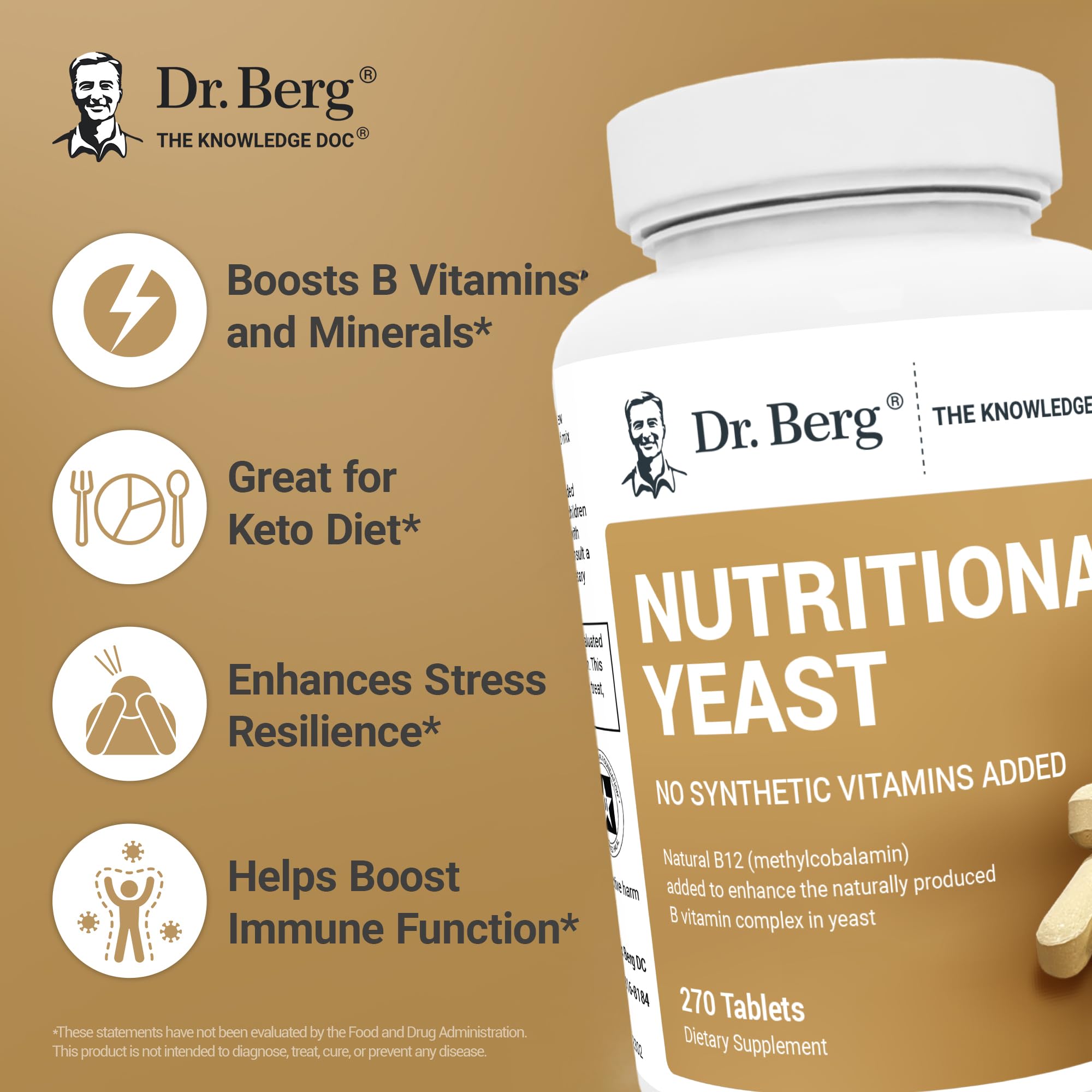 Yeast tablets with natural B12 added