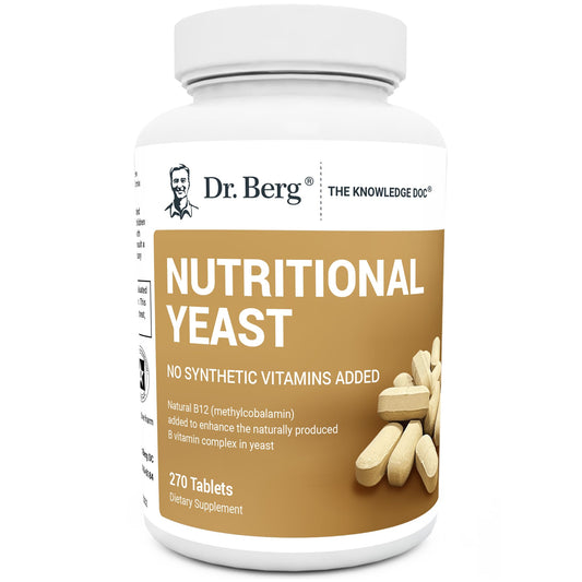 Vanilla-flavored Dr. Berg Yeast Tablets bottle with 270 vegan tablets
