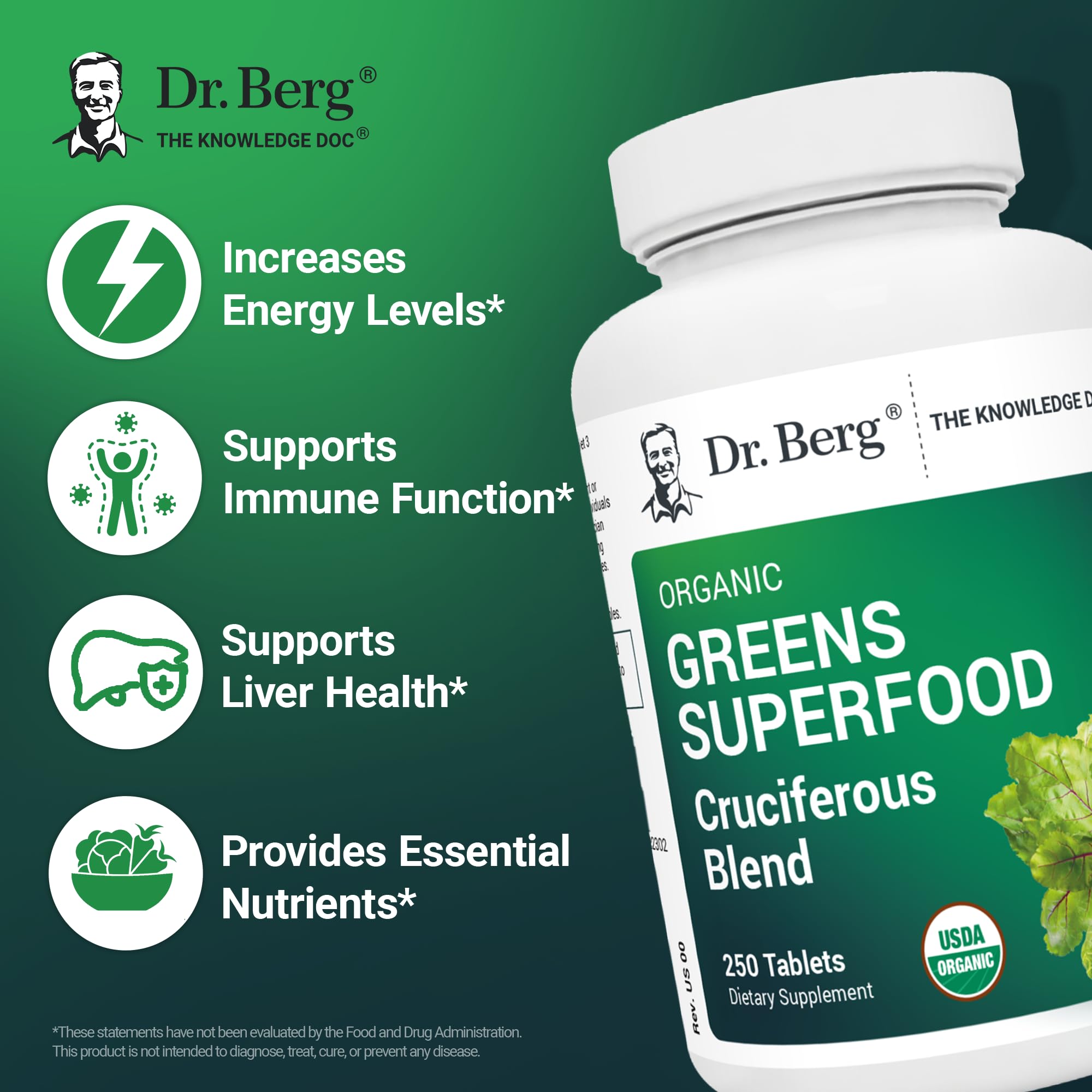 Illustration showing 6 cruciferous vegetables included in the formula