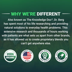 Front of the Dr. Berg's Greens Superfood 250-tablet bottle and packaging