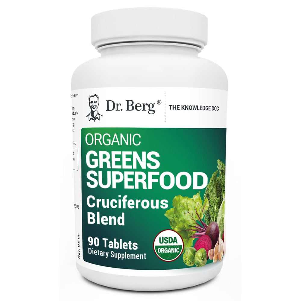 Dr. Berg's Greens Superfood cruciferous vegetable tablets – front view