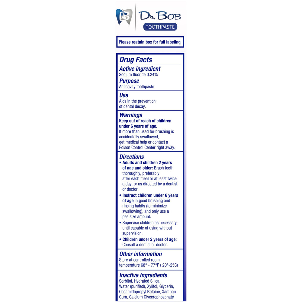 Dr. Bob Kids Toothpaste Unflavored tube close-up