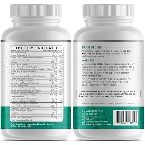 Close-up of multivitamin label highlighting essential vitamins and minerals