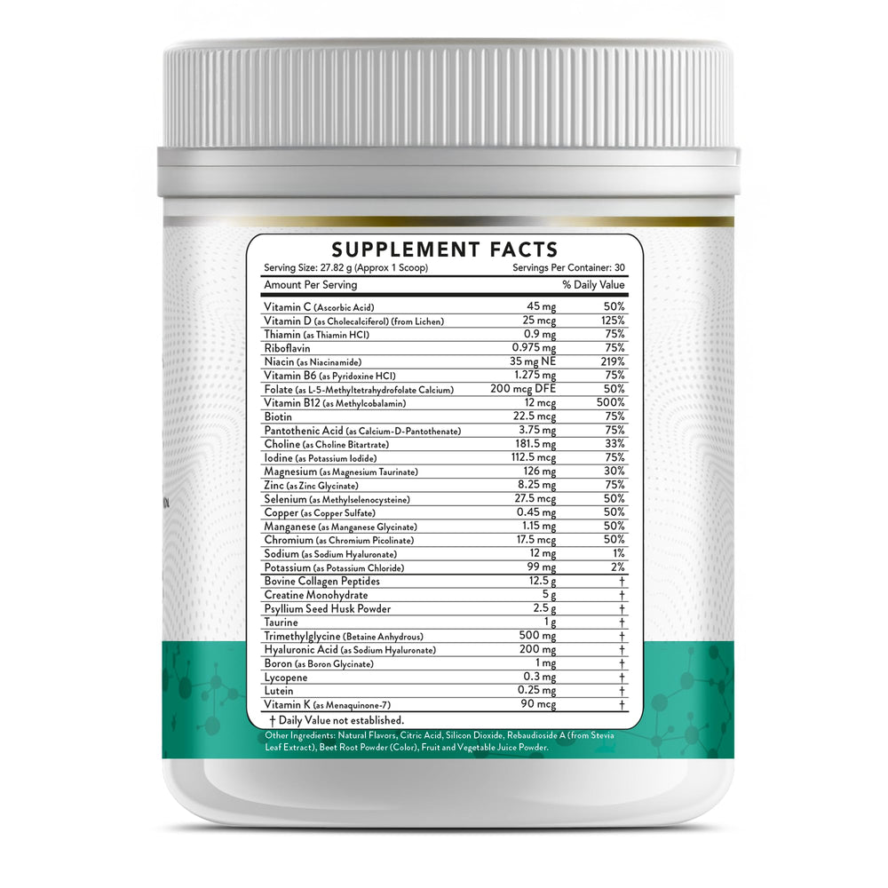 Dr Brad Stanfield MicroVitamin+ scoop ready to mix into water for convenient nutrition.