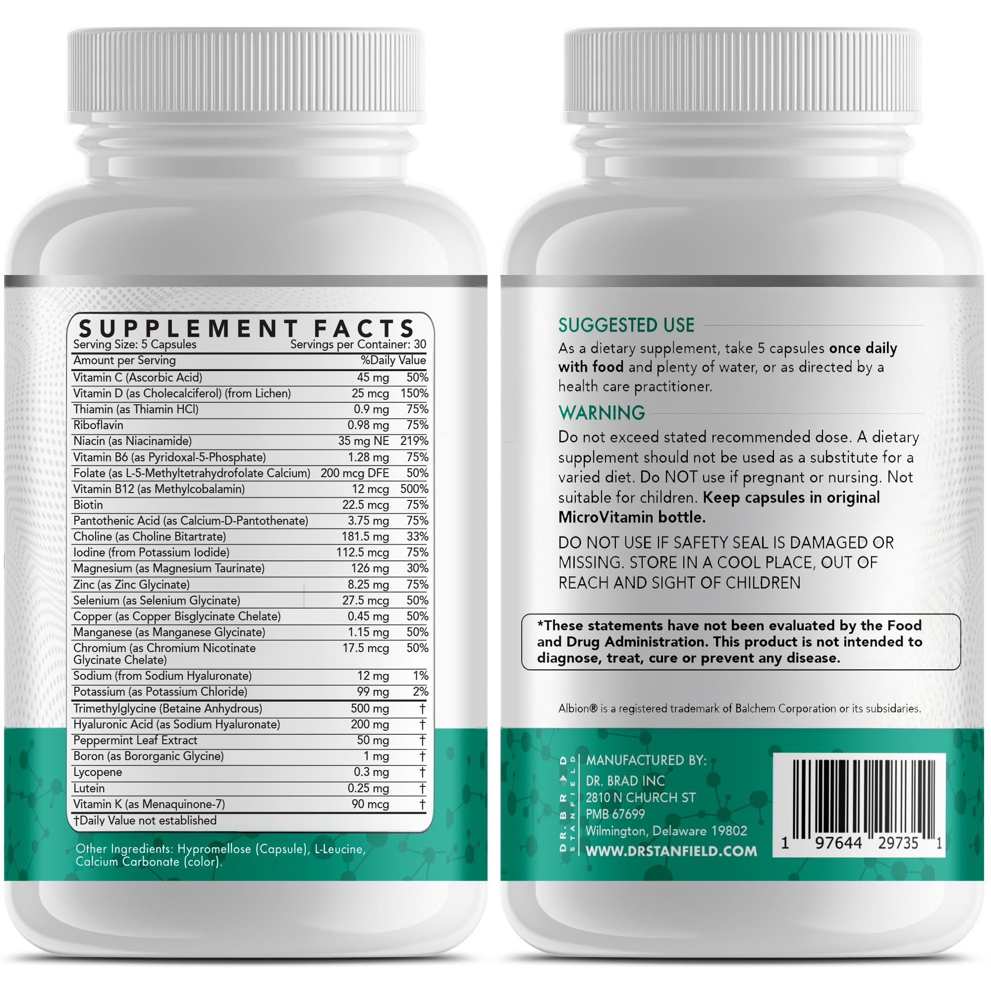 Dr Brad Stanfield multivitamin capsules for steady energy and cognitive support