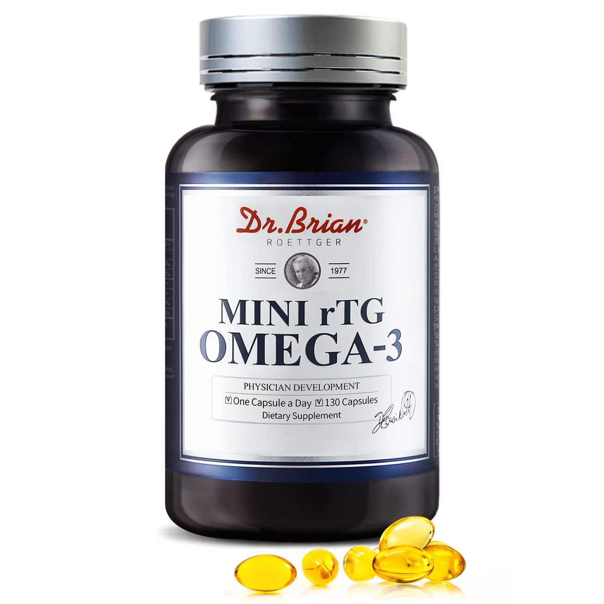 Front view of Dr. Brian Fish Oil 130 Softgels bottle