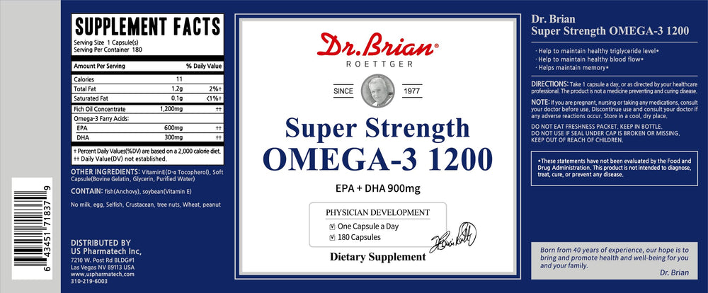 Nutrition facts and serving size on bottle label
