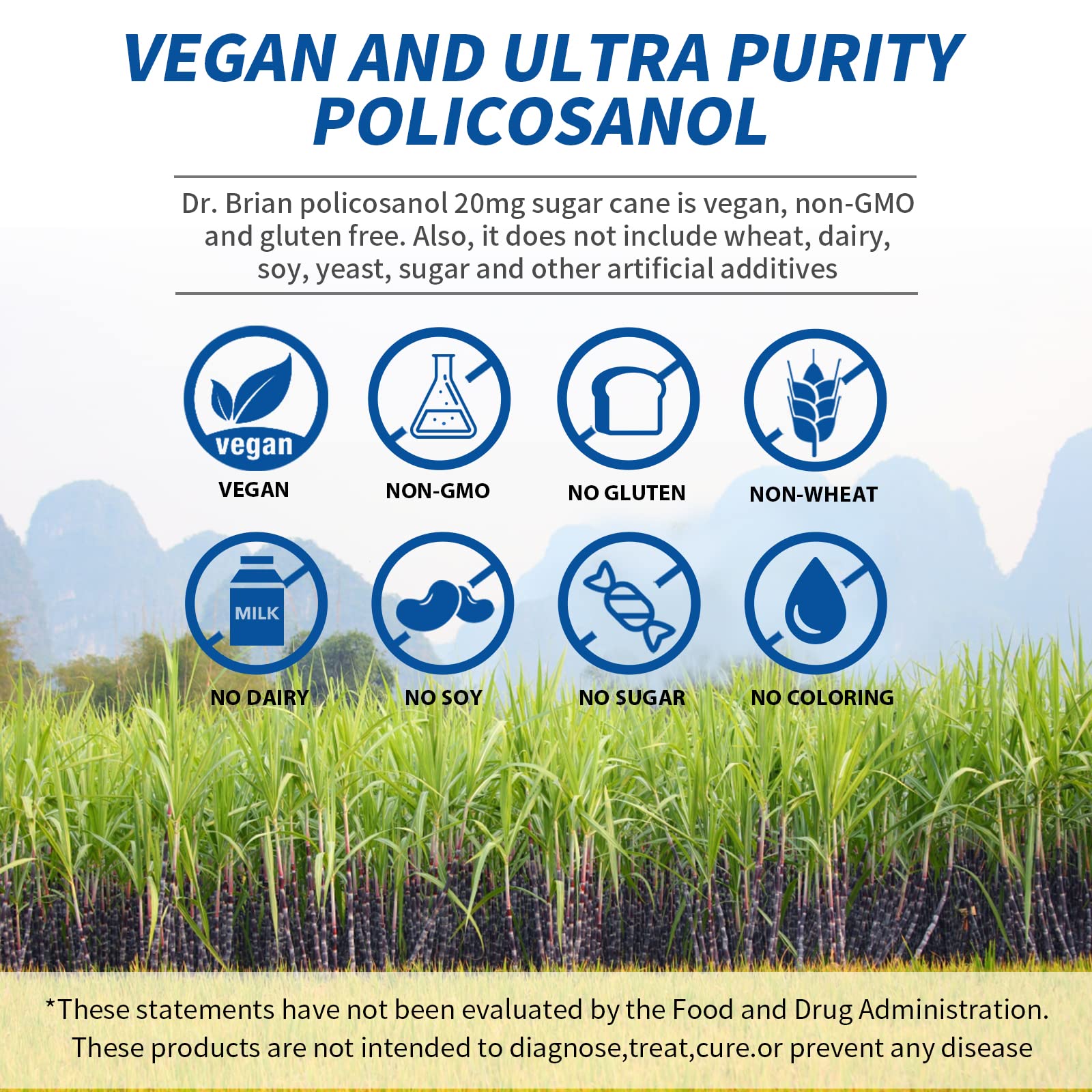 Ingredients label featuring sugar cane extract