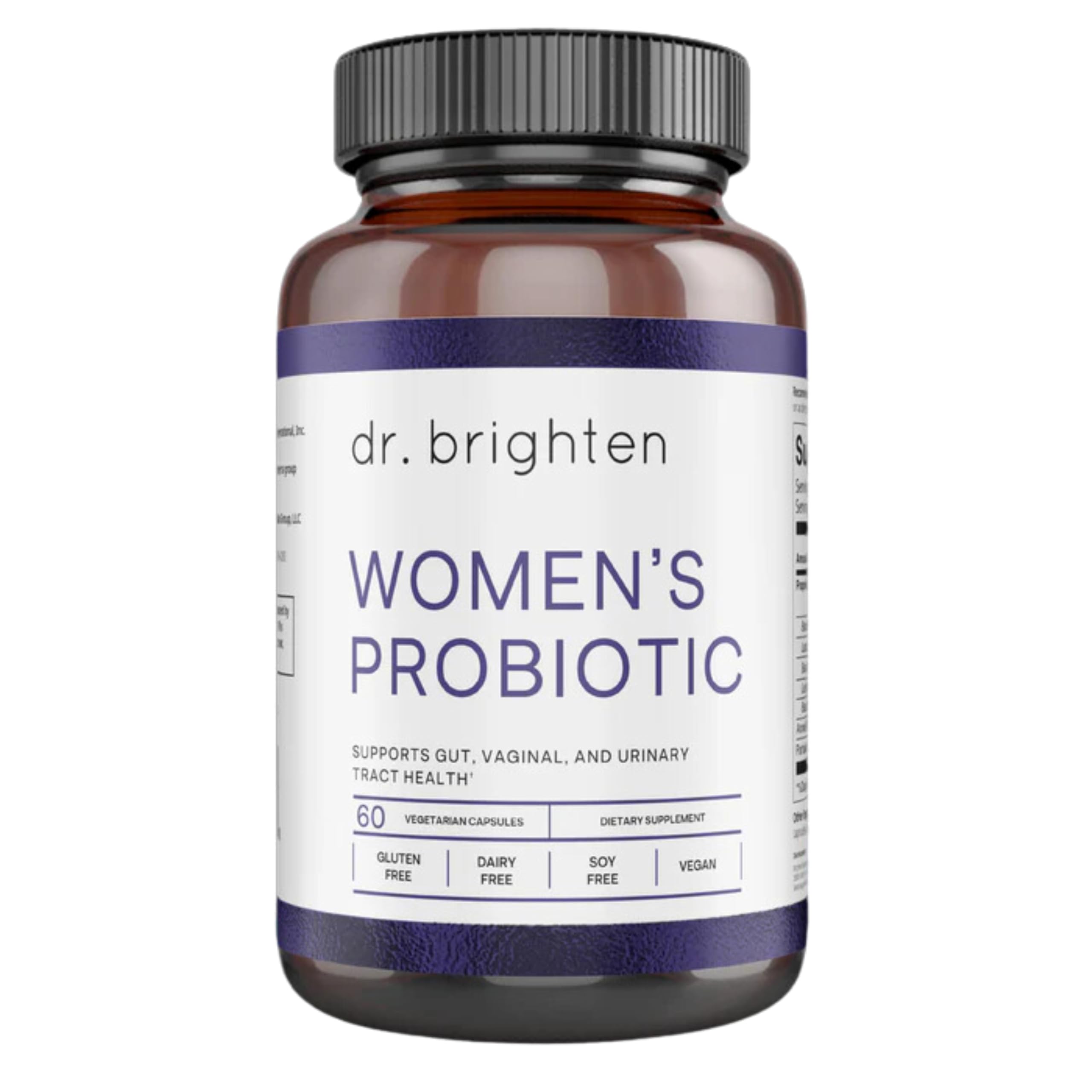 Dr. Brighten Women’s Probiotic bottle with label