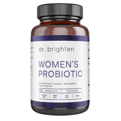 Dr. Brighten Women’s Probiotic bottle with label