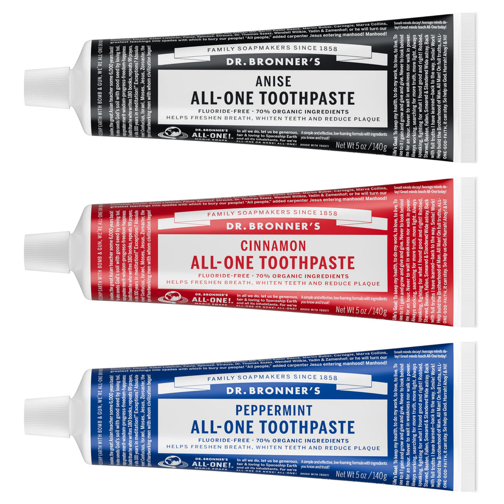 Peppermint flavor toothpaste from Dr. Bronner's All-One 3-pack (5 oz)