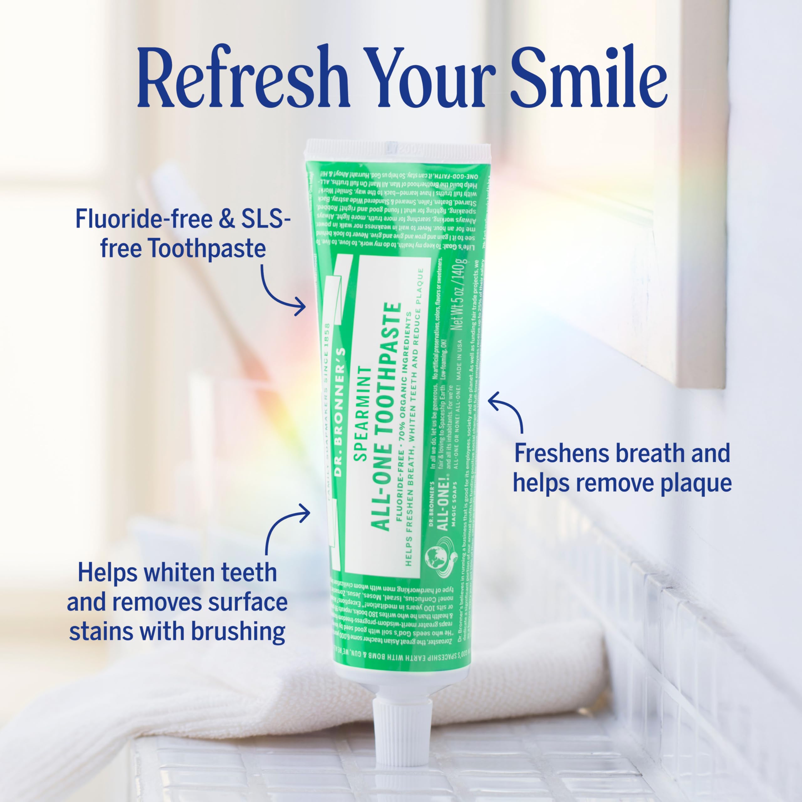 Dr. Bronner's All-One Toothpaste Peppermint flavor 5 oz