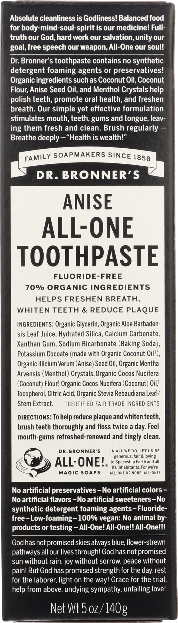 Dr. Bronner's All-One Toothpaste Anise 5 oz Pack of 1