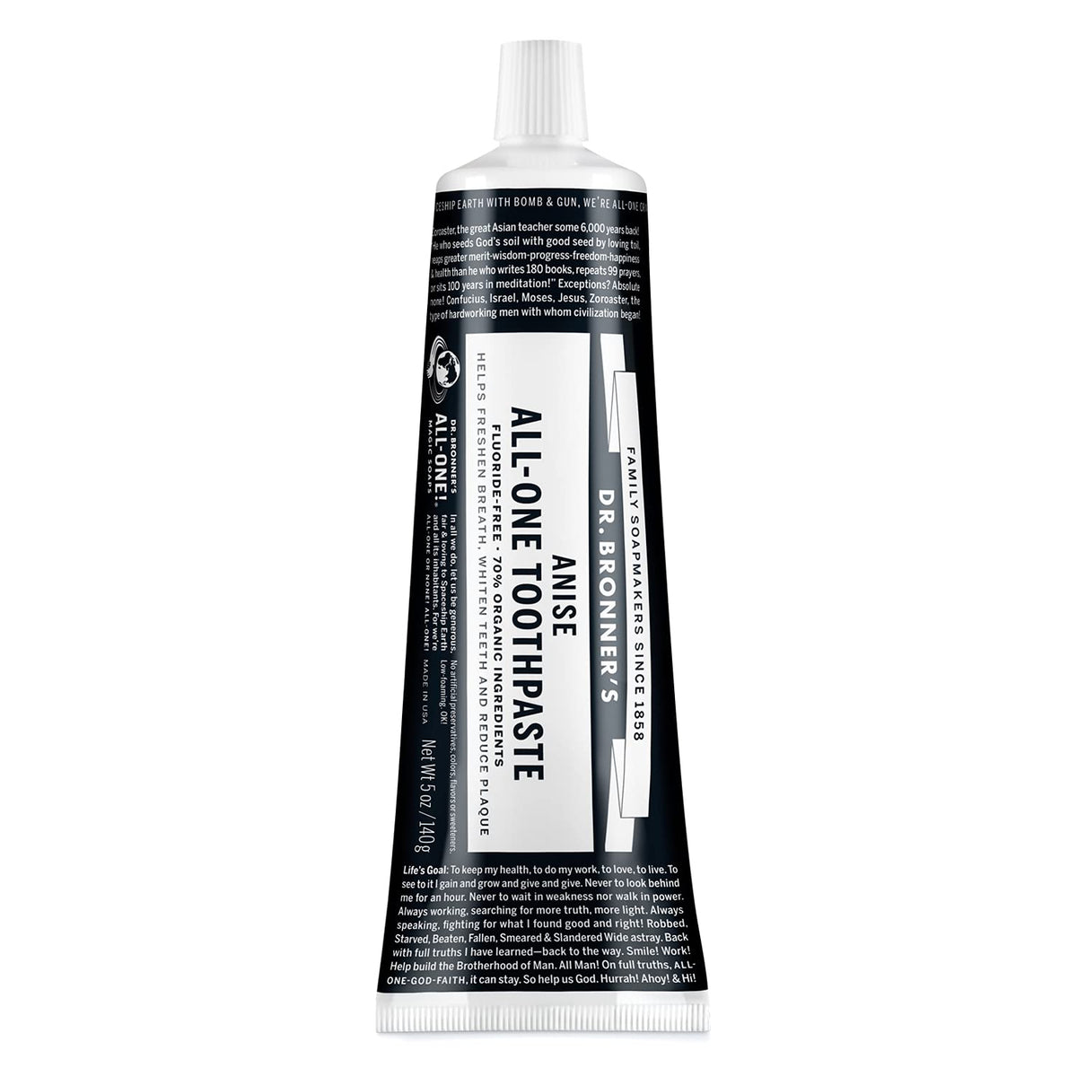 Dr. Bronner's All-One Toothpaste Anise flavor 5 oz packaging front