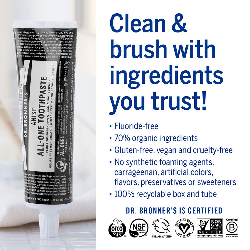 Anise-flavored toothpaste tube on white background
