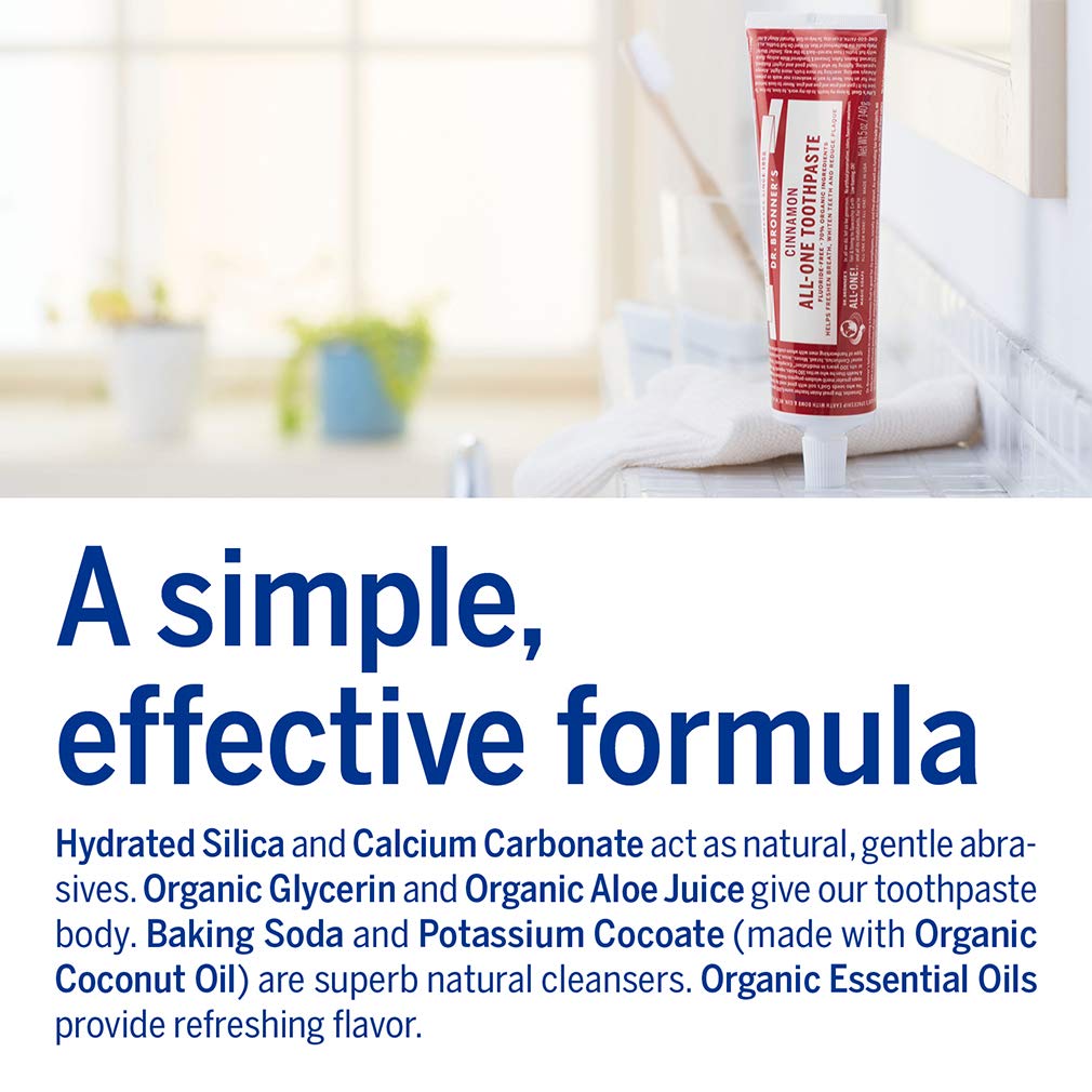 Label showing fluoride-free and SLS-free formulation