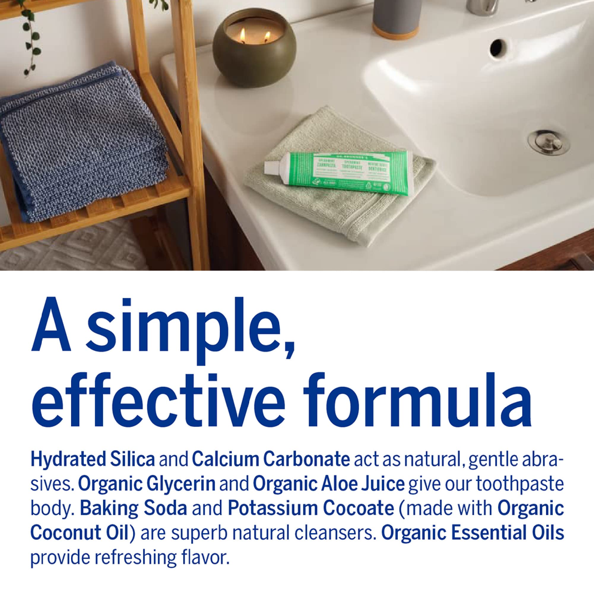 Label highlighting no synthetic foaming agents in the toothpaste