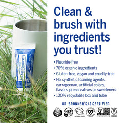 Vegan and cruelty-free Dr. Bronner’s All-One Toothpaste