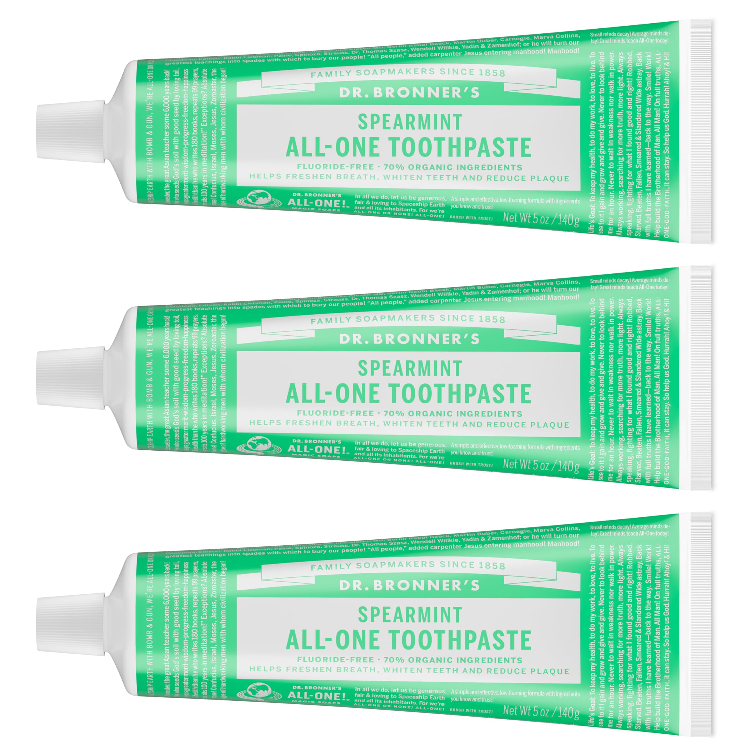 Dr. Bronner’s All-One Toothpaste Spearmint 5 oz 3-pack outer packaging
