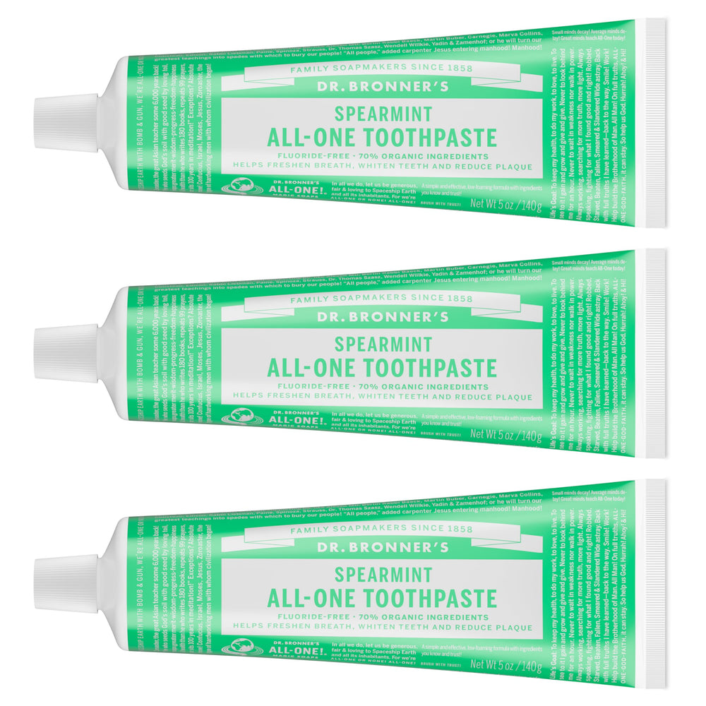Dr. Bronner’s All-One Toothpaste Spearmint 5 oz 3-pack outer packaging