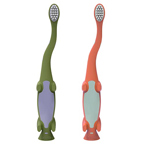 Packaging image: 2-pack of Dr. Brown's Dinosaur Toddler Toothbrush