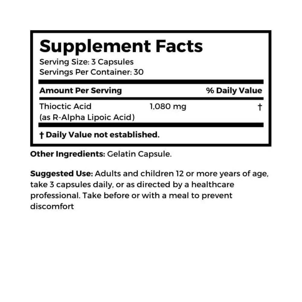 Packaging of Dr. Clark Alpha Lipoic Acid 360 mg (90 capsules)