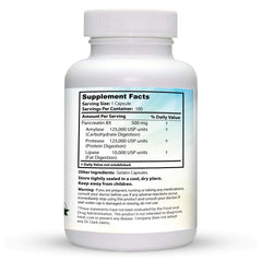 Digestive enzymes graphic featuring pancreatin 8X