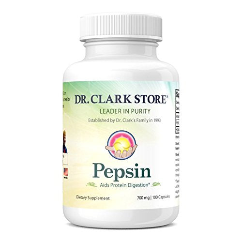Dr. Clark Pepsin Supplement bottle with label