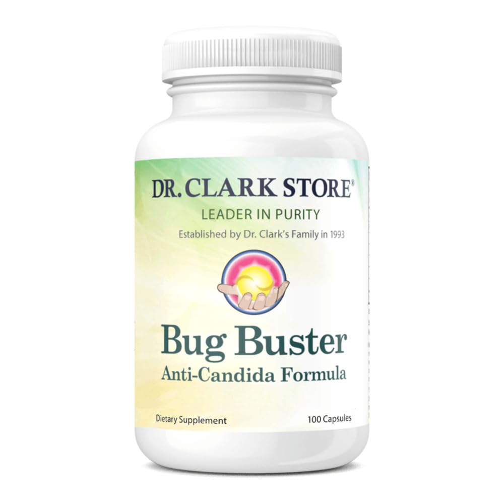 Dr Clark Store Bug Buster Anti-Candida Formula bottle on display